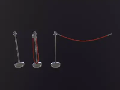 Crowd Control Stanchions 3D Model Low-poly 3D model