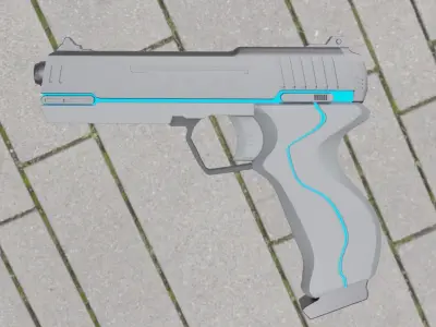 Sci-fi Pistol Low-poly 3D model 18