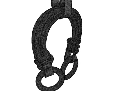 Orange Gymnastic Rings with Rope 3D model