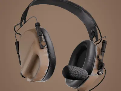 Military Headset Low-poly 3D model