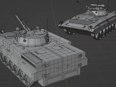 BMP2 and BMP3 Modular Low Poly Game Ready Asset Low-poly 3D model