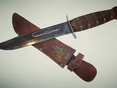 Combat Knife Low-poly 3D model 8