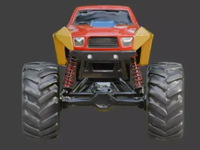 Stylized Racing Monster Truck 3D Model Low-poly 3D model