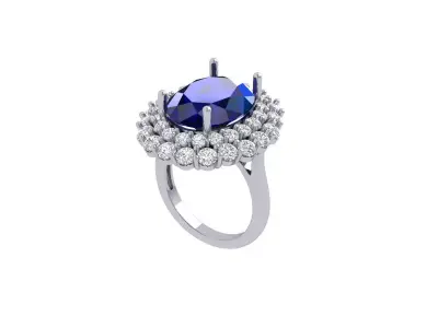 Oval Art Deco Ring 3D print model 9