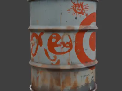 Rusty Metal Barrel Game-Ready 3D Model with PBR Textures Low-poly 3D model