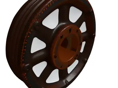 Rusty Industrial Metal Wheel Pulley 3D model
