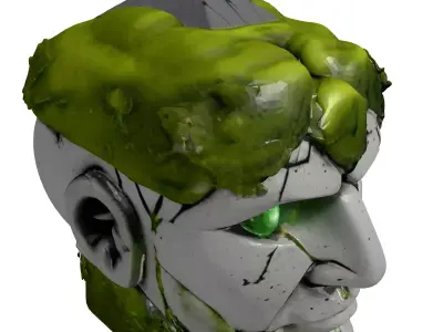 Mystic Stone Golem Head with Moss 3D model