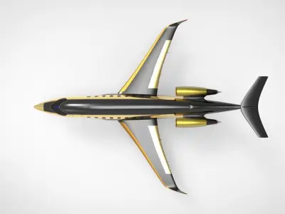 golden private jet 3D model