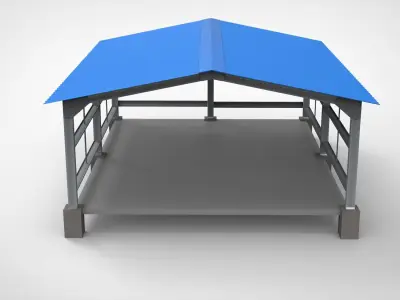 Industrial Metal Hangar 3D model 3