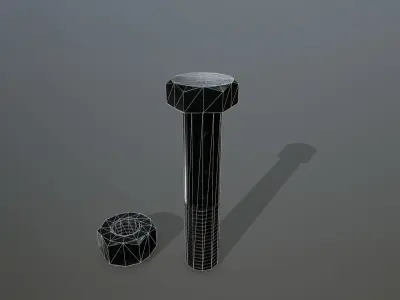 Bolts bolt and nut Low-poly 3D model 23