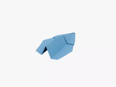 Paper Plane Blue Low-poly 3D model
