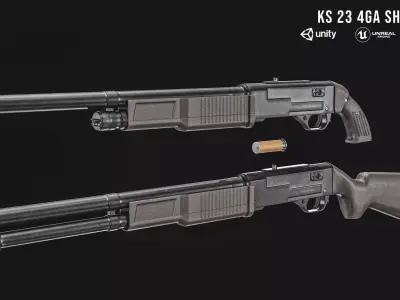 Russian KS 23 4GA Shotgun Low-poly 3D model