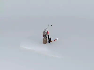 Robot snowman in snow Free 3D model