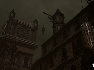 Gothic Street Environment Low-poly 3D model
