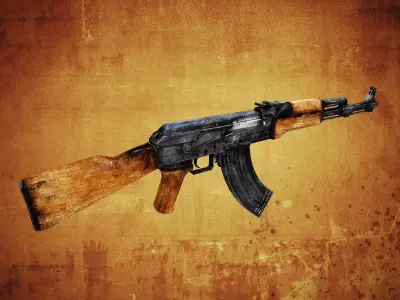 AK47 Assault rifle low poly  Low-poly 3D model