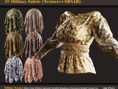 35 Military Fabric Texture and SBSAR 3D model