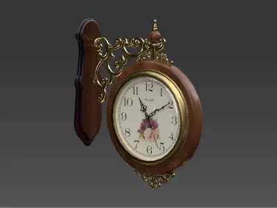 Decorative Double Sided Wall Clock Low-poly 3D model