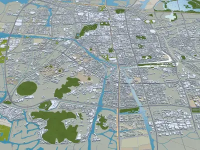 Shaoxing Zhejiang China 70km AI Low-poly 3D model