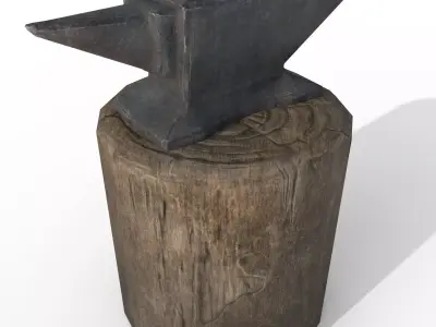 Anvil and Sledgehammer Low-poly 3D model