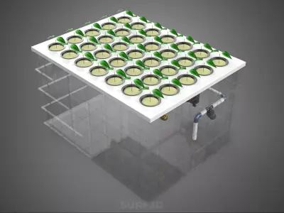 TRANSPARENT AEROPONIC PLANT CROP NET POT CUP WATERPUMP GROW TRAY 3D model
