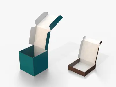 Mailer Boxes - Colored Cube and Flat Set 3D model