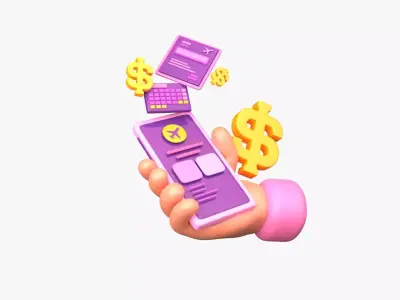 Online flight ticket booking 3D model