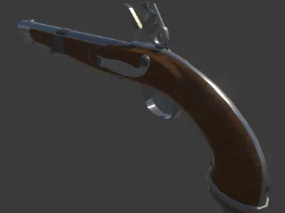 Flintlock pistol Low-poly 3D model