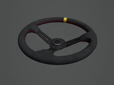 Steering Wheel 01 - Variation A - Red Stiches Low-poly 3D model