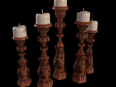 Candlestick for Render and CNC and 3D Print 3D model