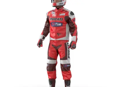 Motorcycle Rider 2 Rigged for Cinema 4D 3D model