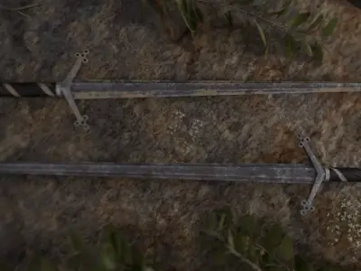 medieval sword Low-poly 3D model 16