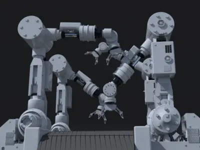 Industrial Robotic Arm 3D model 2