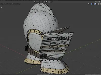 Helmet Armor European Knight Low-poly 3D model