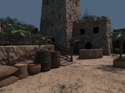 Desert Fortified Village 3D model