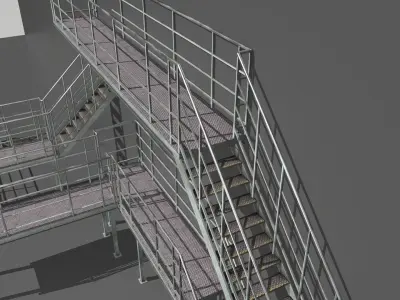 Industrial Stairs Modular  Low-poly 3D model
