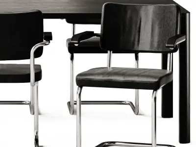 Thonet Dinig Table 1140 and Cantilever Chair 3D model
