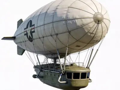 WWII Military Dirigible 3D Model Low-poly 3D model