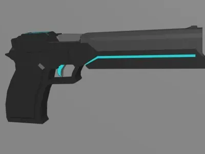 FREE Low Poly Cyberpunk-Sci fi Handgun Free low-poly 3D model