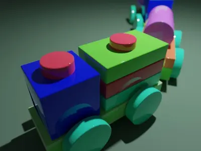 Toy Train Low-poly 3D model
