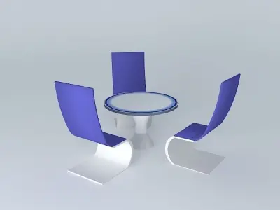 3taable three chairs and table Free 3D model