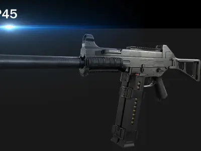 UMP45 gun Low-poly 3D model