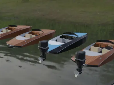 Low Poly Speed Boats Low-poly 3D model