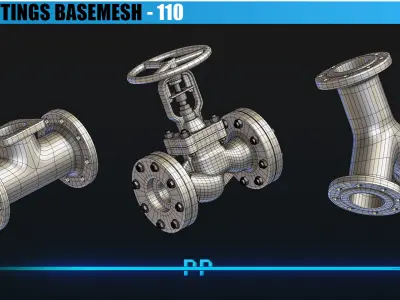 110 Pipe Fitting Basemesh Low-poly 3D model