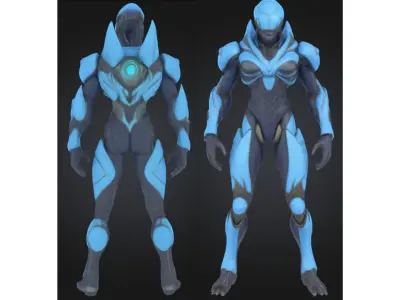 Stylized Sci Fi Alien Soldier Low-poly 3D model