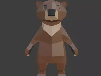 Low Poly Bear in polygons Low-poly 3D model