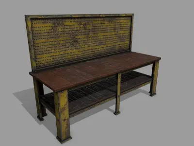 workbench bench made of wood and metal Low-poly 3D model purchase