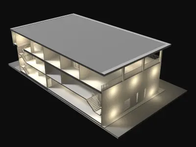 Home office in section cut 25-08 3D model