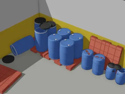 Industrial Plastic barrels Low-poly 3D model