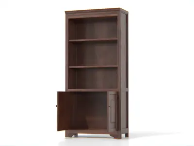 Vintage Wooden Bookshelf Cabinet Low-poly 3D model