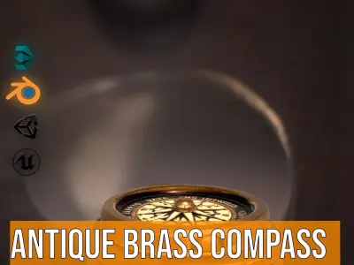 Antique Brass Compass model pack Low-poly 3D model